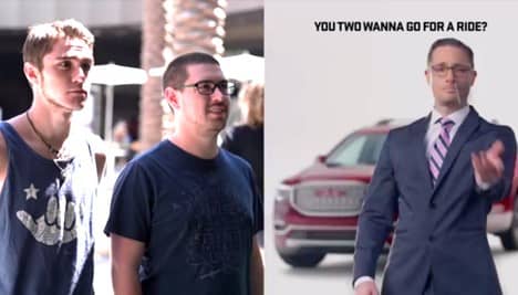 image of man using touchless gestures in front of digital ooh advertising example