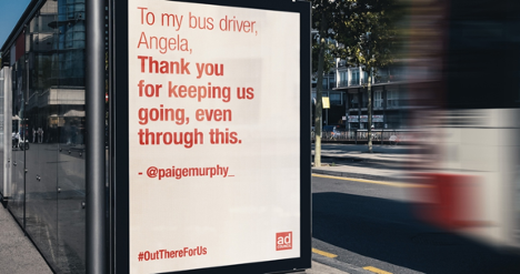 Street furniture advertising in bus stop