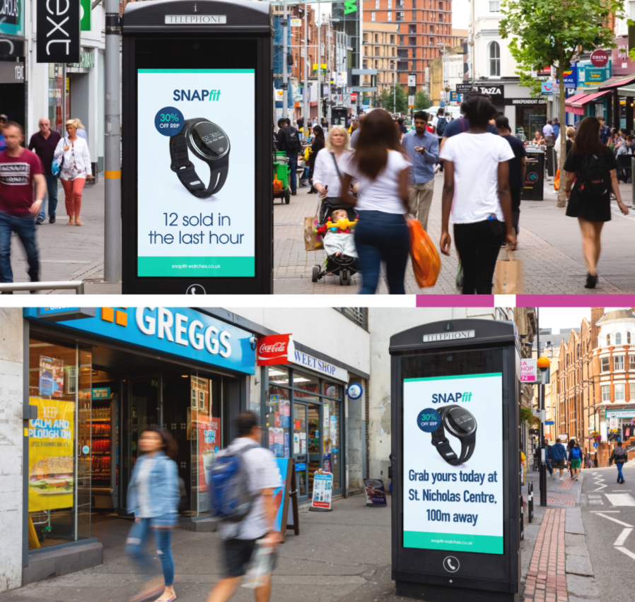 Telephone cabin used for street furniture advertising